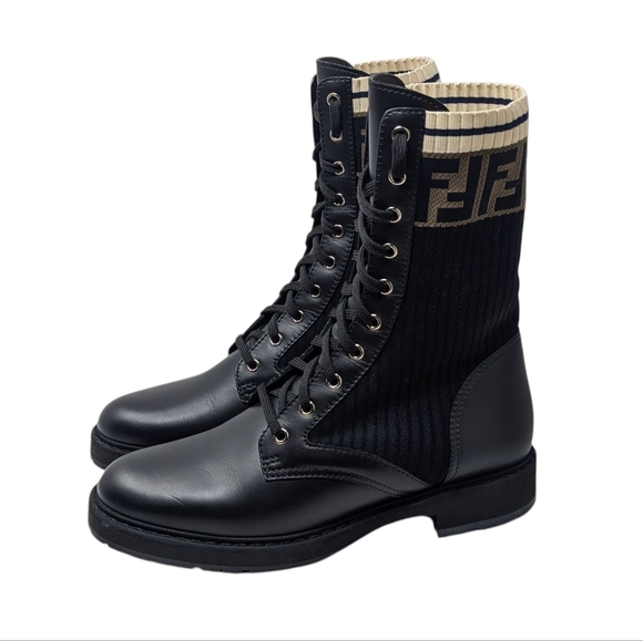 NIB Fendi Rockoko Knit FF Combat Logo Sock Boot Size EU 41 - Picture 1 of 16